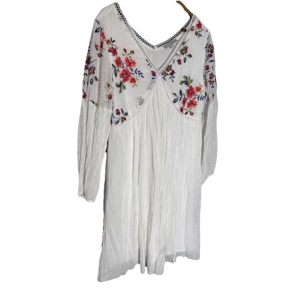 Fairy J Gee Embroidered Crochet Dress Women White Boho Peasant Cottage 1X Plus - Picture 1 of 8